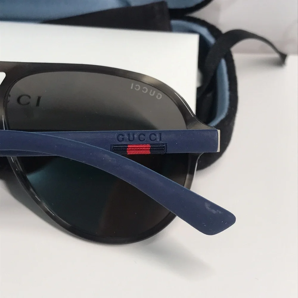 ✨ Authentic Gucci GG0423S 010 Sunglasses – Havana Blue Grey Frame ✨